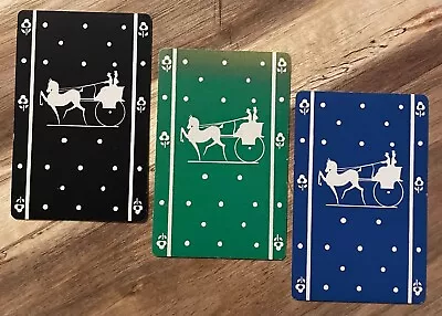 GENUINE VINTAGE 1970's LINEN PLAYING CARDS TRIO - OLD FASHIONED HORSE & CART • $8
