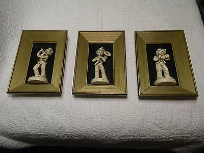 Three Mid Century Shadow Box Framed 3D Sculptural Little Musicians • $25