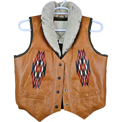 Denim & Supply Ralph Lauren L Large Leather Shearling Western Down Vest Men's • $169.99