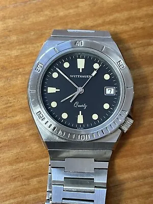 Vintage Longines Wittnauer Diver Style St. Steel Quartz Mens Date Watch  1980 • $300