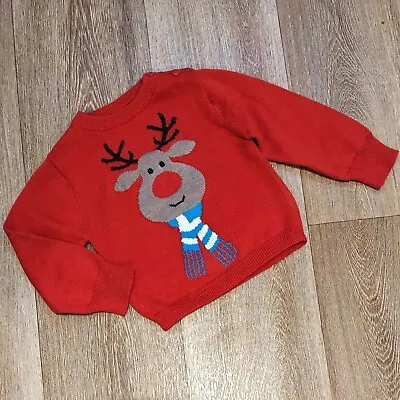 Baby Christmas Jumper Age 9-12 Months Rudolph Reindeer • £3.25