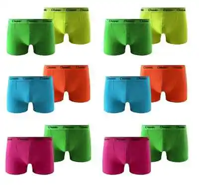 Mens Boxer Shorts Classic Plain Neon Trunks Briefs Adults Underwear 3 Pairs • £6.45