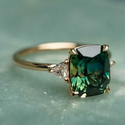 Women Emerald Fashion Wedding Engagement Ring Jewelry Yellow Gold Filled Rings • £3.59