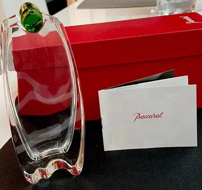 Baccarat Crystal Oceanie Bud Vase With Green Frog - NEW In Original Fitted Box • $985.05