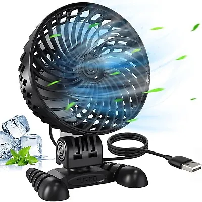 OUILA USB Fan Mini Fan Quiet 360° Rotation Table Fan Small With 3 Speeds Por • £8.49