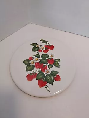 Vintage Strawberry Round Tile Trivet Kitchen Decor • $9.99