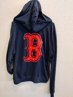 Rare VS Victoria's Secret PINK Y2K Red SOX Sequin Bling Full Zip Logo Hoodie L  • $49.99