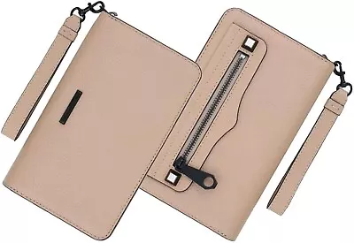 NEW Rebecca Minkoff Regan Universal IPhone Leather Wristlet Wallet Zip In Nude • £92.64