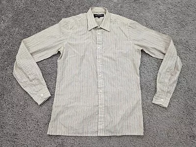 Yves Saint Laurent Button Shirt Mens 15 34-35 Striped Long Sleeve • $26.44