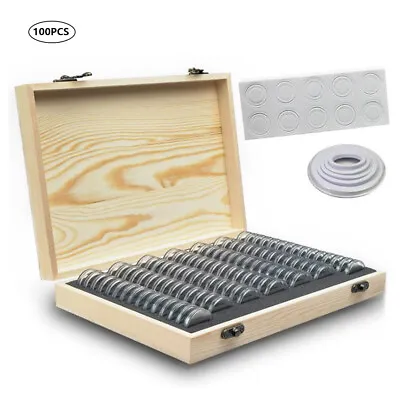 50/100Pcs Coins Display Storage Box Case Wooden For Collectible Coin Exquite New • £14.58