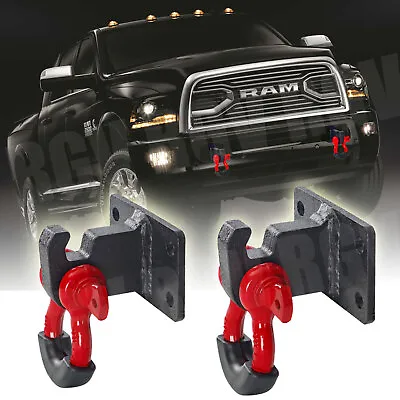 Front Tow Hook Mount Bracket & D-Ring Shackles For 2010-2020 Dodge Ram 2500/3500 • $62.69
