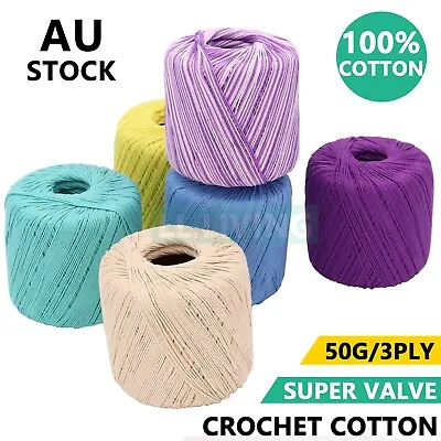 $2.89 • Buy  50g Super Soft Crochet Cotton Thread Ball Craft Knitting Yarn 3 Ply Au Stock