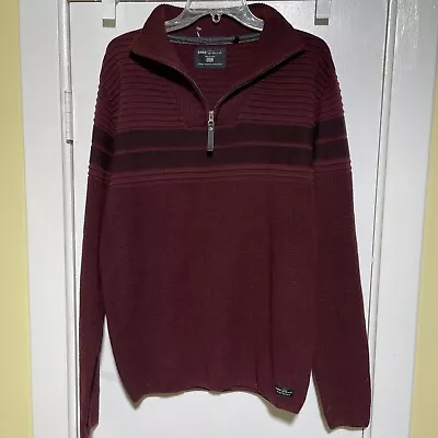 Dark Black Maroon Sweater Size Large Half Zip • $12