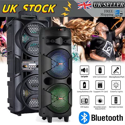 6.5/8In 6000W Bluetooth Wireless Boombox Stereo Speaker Remote Control FM Radio • £30.99