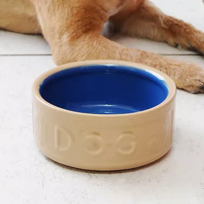 Large 18cm Ceramic Dog Bowl Strong 1kg Heavy Pet Food Biscuit Water Feeding Dish • £16