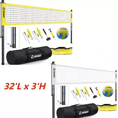 Portable Professional Outdoor Volleyball Net Set With Aluminum Poles Ball Pump • $105.82