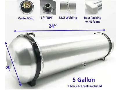 24 X8  Inch Universal Aluminum Spun End 5 Gallons Fuel Tank Gas Tank 1/4  Outlet • $99.33