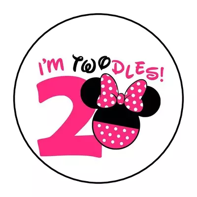 30 Minnie Mouse I'm Twodles Stickers Envelope Seals Labels 1.5  Round Custom • $2.64
