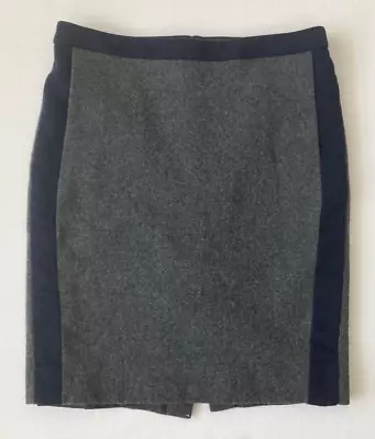 J. Crew The Pencil Skirt Pockets 0 Lined Straight Gray Navy Wool Zip Vent Knee • $20