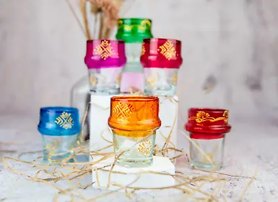 Small Set Of 6 Hand-Painted Tea Glasses - Moroccan Mini Tea Glasses Set Of 6 • £25