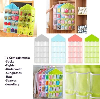 £4.02 • Buy 16 Pocket Over Door Hanging Bag Shoe Toy Hanger Storage Tidy Jewellery Pouch IT