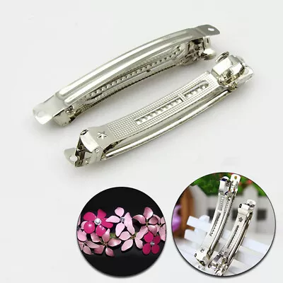 Blank French Barrette Hairpin Hair Clip Slide DIY Silver 10Pcs Craft Accessories • £3.35