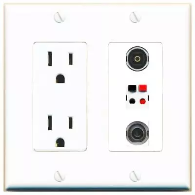 3 Port Power Outlet Cover Plug Jack UL 2 Gang 3-5MM SPEAKER TOSLINK Wall Plate • $19.94