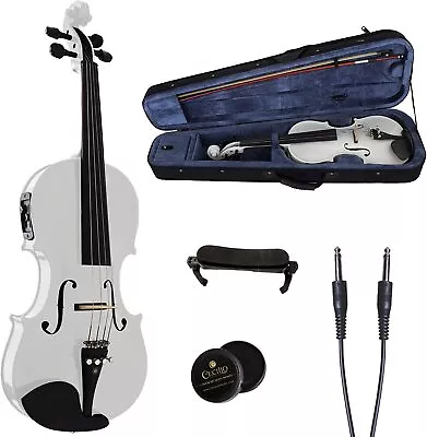 Cecilio 4/4CVNAE-White Ebony Fitted Acoustic/Electric Violin 4/4 - Pearl White- • $66.64