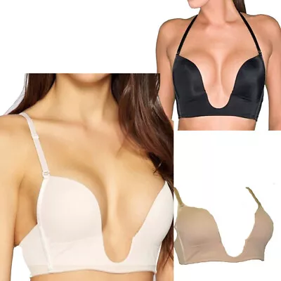 V Bras Ultra Deep U Plunge Push Up 3 Way Straps Low Cleavage #2 • $9.99