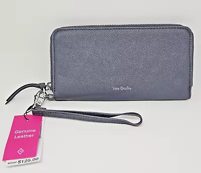 Vera Bradley Leather RFID Accordian Wristlet In Carbon Gray 25524-158 • $54.99