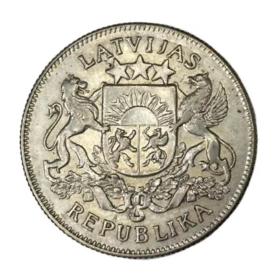 1925 Latvia Silver 2 Lati XF # • $15