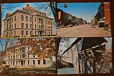 Paris Missouri Vintage Postcard Lot Of 4 - Main St Courthouse Bridge • $8.95