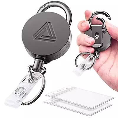 2 Pack Heavy Duty Metal Retractable Badge Holder Reel With Belt Clip Key Ring  • $13.92