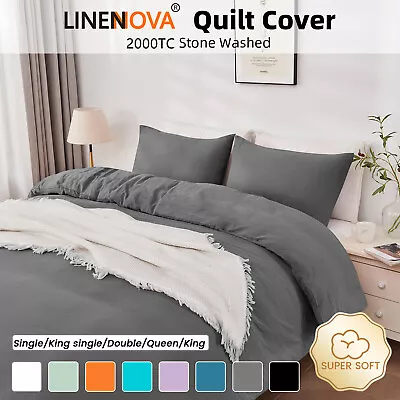 2000TC Ultra Soft Doona Duvet Quilt Cover Pillowcase Double Queen King Size Bed • $25.90