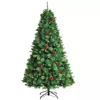 Topbuy 7ft Pre-Decorated Holiday Christmas Tree Unlit Artificial Pine Tree W/ • $99.99