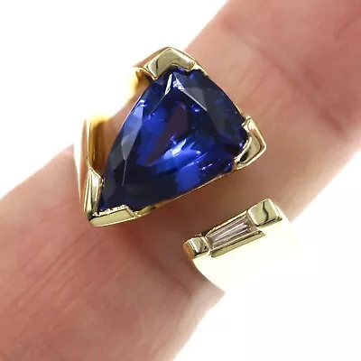 Fabulous 18k Solid Yellow Gold Natural 5ct Tanzanite Diamond Ring Size 6.5 • $3250