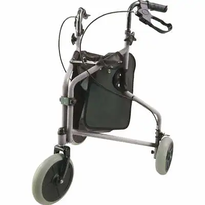 Silver Three Wheeled Steel Tri-Walker - Height Adjustable - 115kg Weight Limit • £134.99