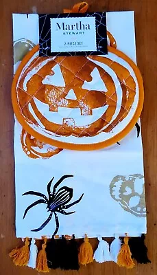 Martha Stewart Pumpkin Spiders Halloween Kitchen Towel & Oven Mitt Set Hallopack • $8.25