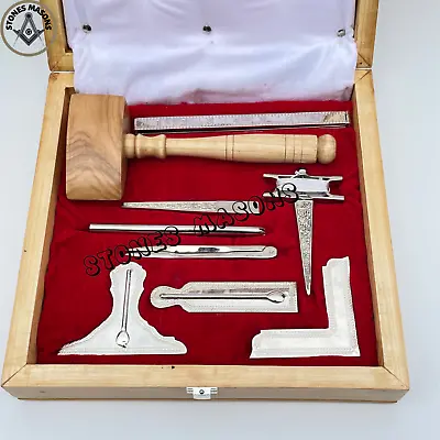 Masonic Standard Working Tools Set Full Size With Wooden Box Premium Quality • £197.95