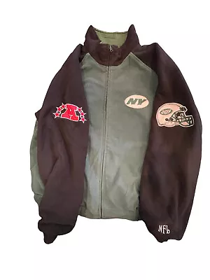 BLACK & GREEN NEW YORK JETS FOOTBALL REVERSIBLE JACKET - GREAT CONDITION! Large • $50