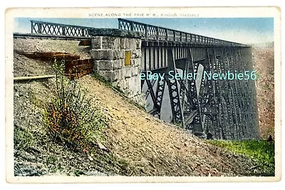 Mt Jewett PA - VIEW ACROSS KINZUA VIADUCT ERIE RAILROAD TRESTLE - Postcard • $10