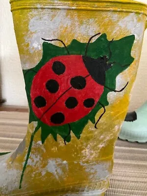£14 • Buy Hand Painted Welly, LADYBIRDS, Signed. Unique Gift, Indoor Planter Or Vase 