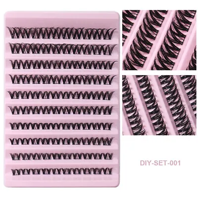 100 Clusters DIY Eyelash Extension C Curl Individual Lashes Mixed Faux Mink Lash • £5.12