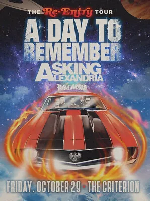 A DAY TO REMEMBER  RE-ENTRY TOUR 2021  OKLAHOMA CITY CONCERT POSTER-Metal Music • $18.18