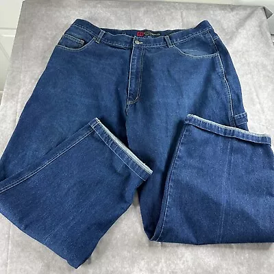 Barcode Jeans Mens 44x32 Blue Dark Wash Baggy Loose Fit Carpenter Skater Y2K • $19.88