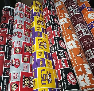 NCAA College Cotton Fabric Prints By The 1/4 Yard - PICK TEAM - 9 L X (42-45 W) • £5.77