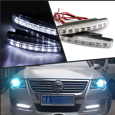 1 Pair Car Daytime Running Light DRL Daylight 8 LED Euro Fog Lamp Day Lights • $11.30