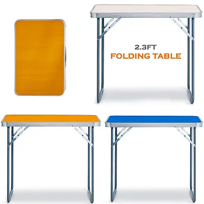 £15.85 • Buy 2.3Ft MDF TOP PORTABLE INDOOR OUTDOOR FOLDING DINING TABLE CAMPING PICNIC PARTY