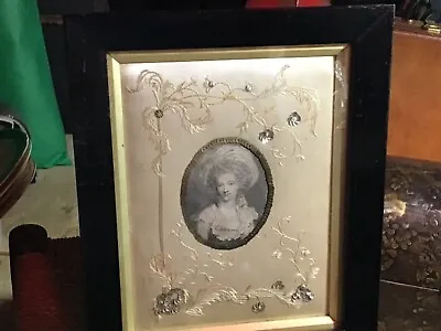 Antique Stipple Engraving Of A 18th Century Portrait Of A Female  In Silk Frame. • £40
