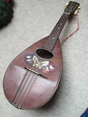 Very  Old Mandolin W. FLOWERS & BUTTERFLY  Needs Repair • $80.10